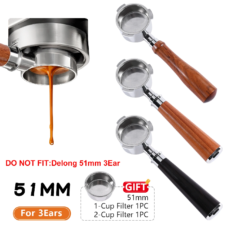 Coffee Equipment Set - Portafiltro sin fondo para café, 51mm,
