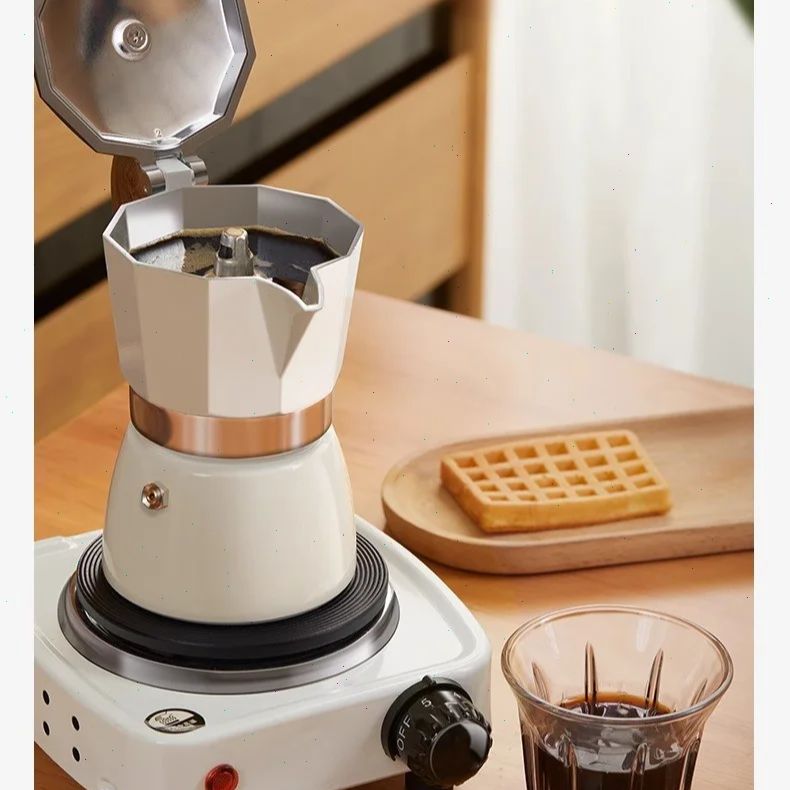 Coffee Equipment Set - Olla Moka de fondo redondo, cafetera