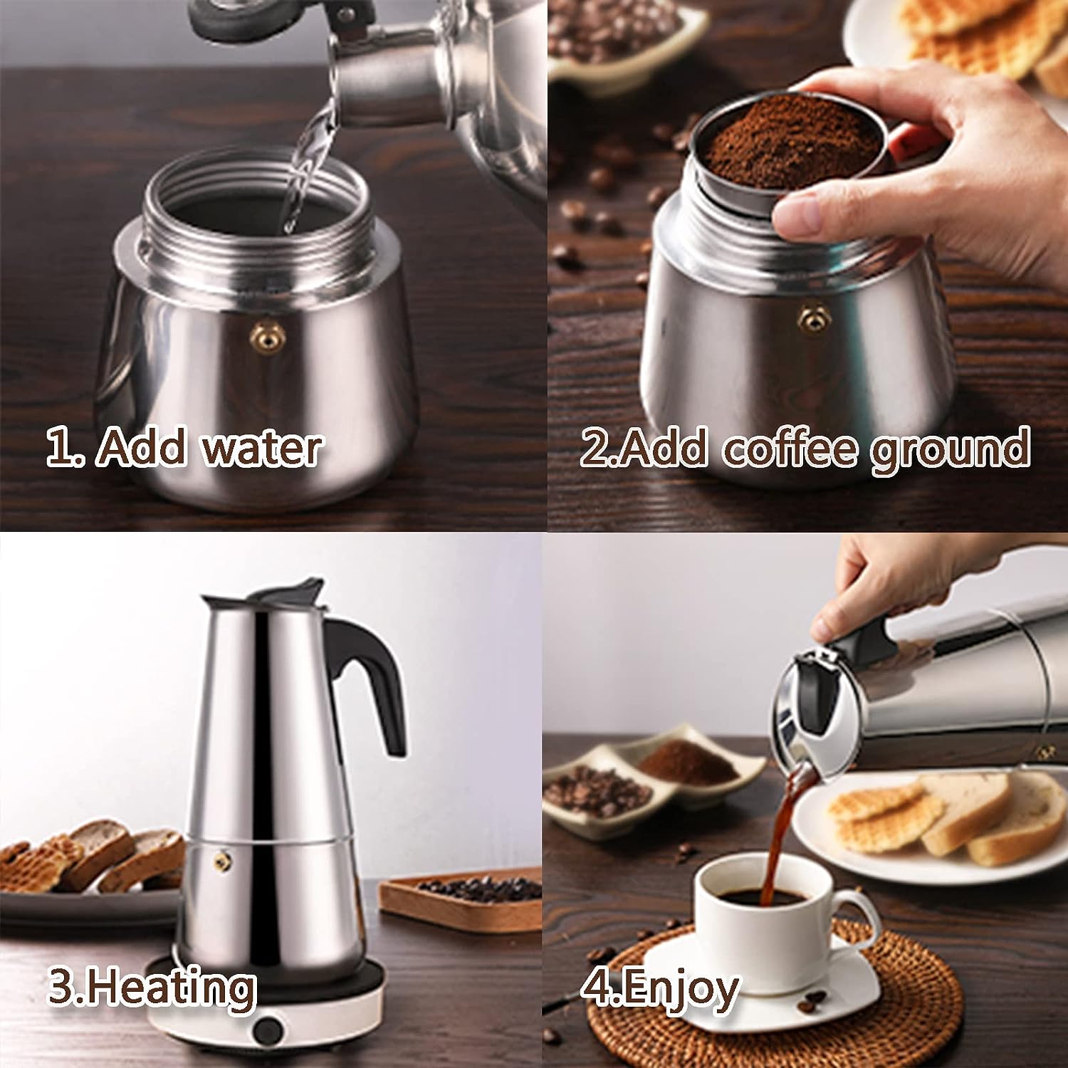 4/6/9 tazas Moka Pot Caffe Taz - Coffee Equipment Set reseña y precio